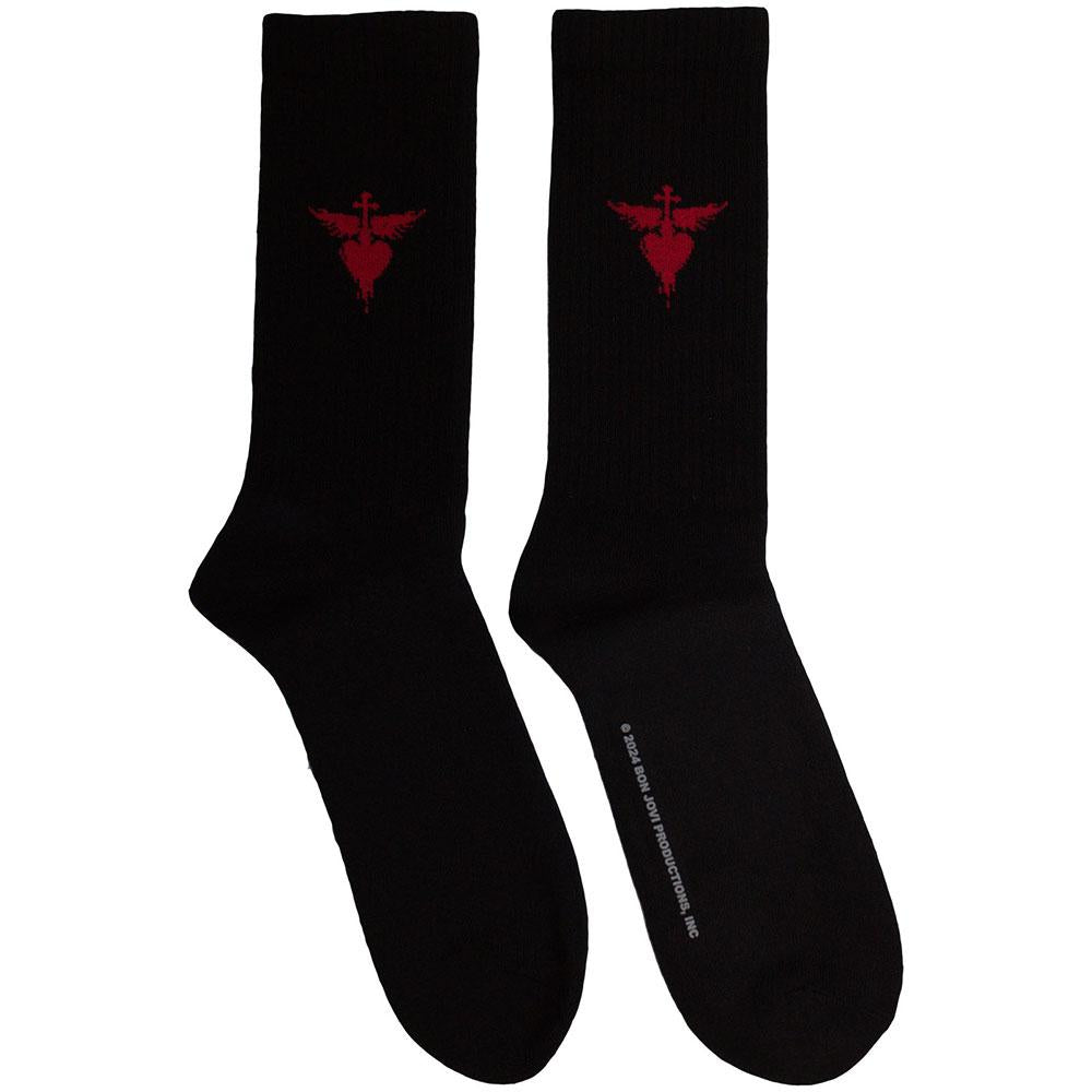 Black - Front - Bon Jovi Unisex Adult Terrycloth Socks