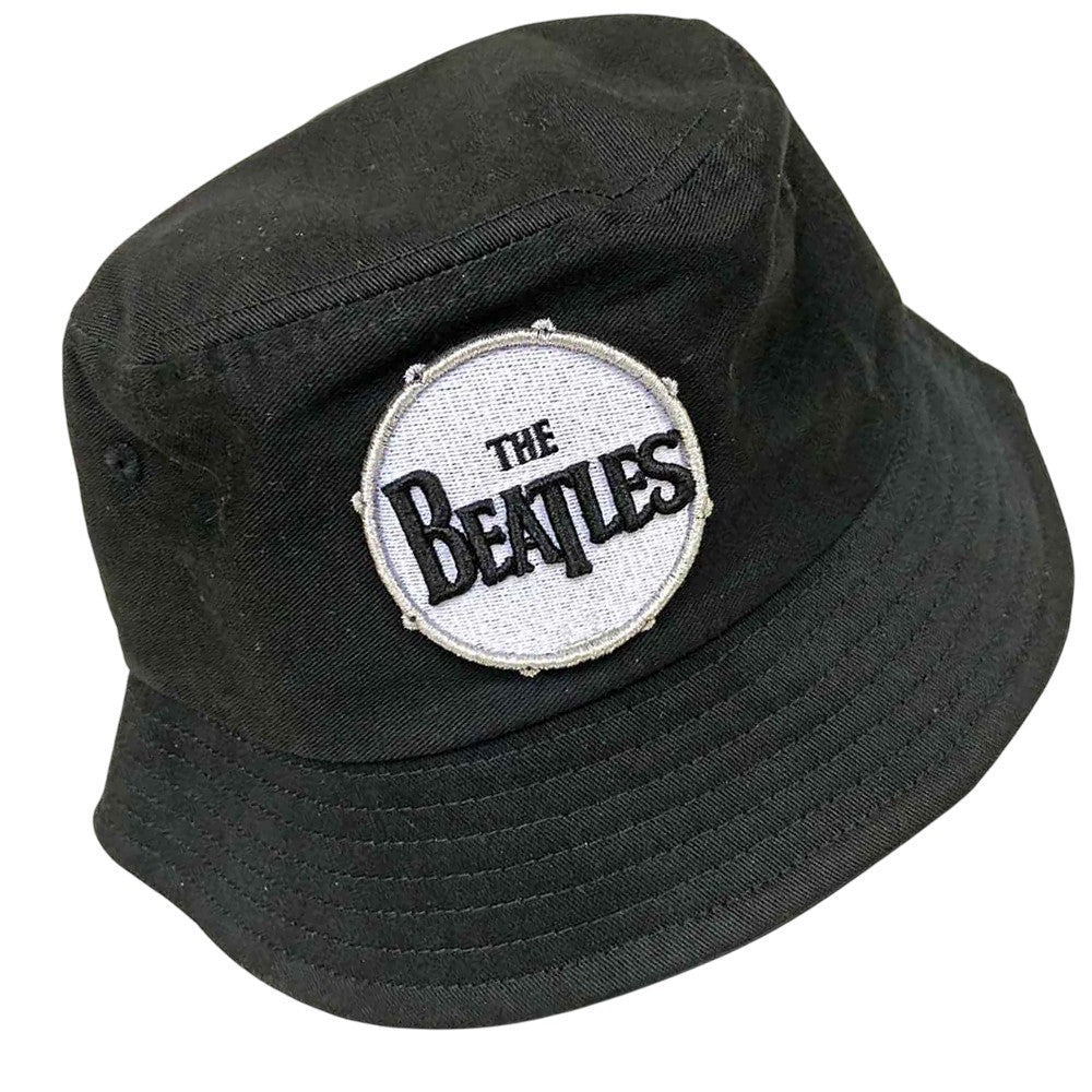 Black - Back - The Beatles Unisex Adult Drum Logo Bucket Hat