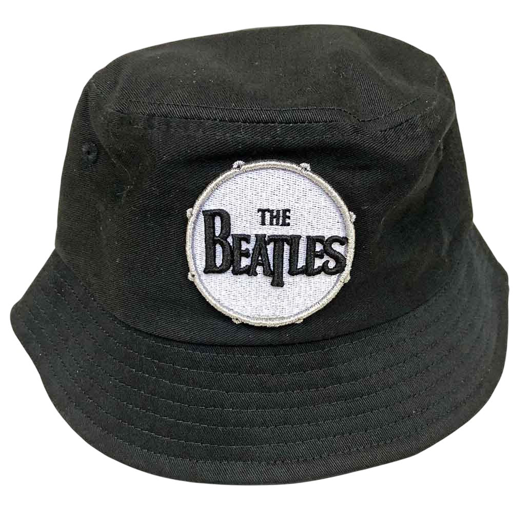 Black - Front - The Beatles Unisex Adult Drum Logo Bucket Hat