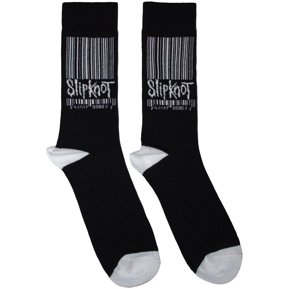 Black-White - Front - Slipknot Unisex Adult Stretched Barcode Logo Socks