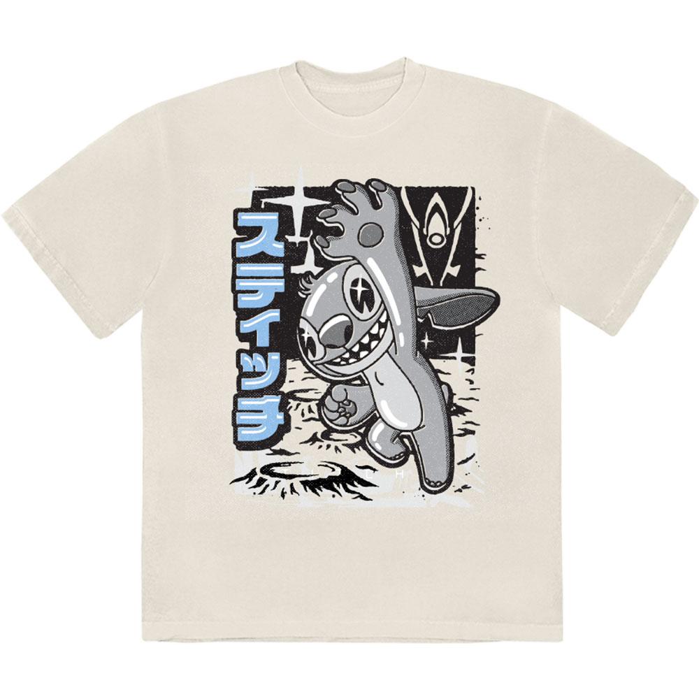 Natural-Black - Front - Lilo & Stitch Unisex Adult Jump T-Shirt