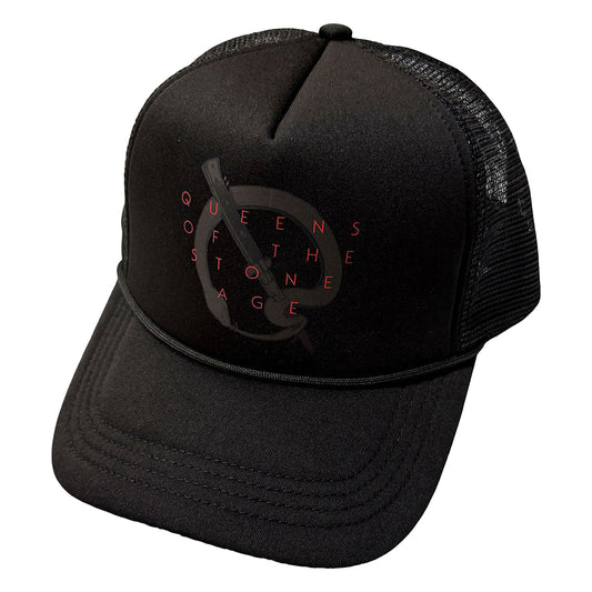 Black - Front - Queens Of The Stone Age Emblem Mesh Back Trucker Cap