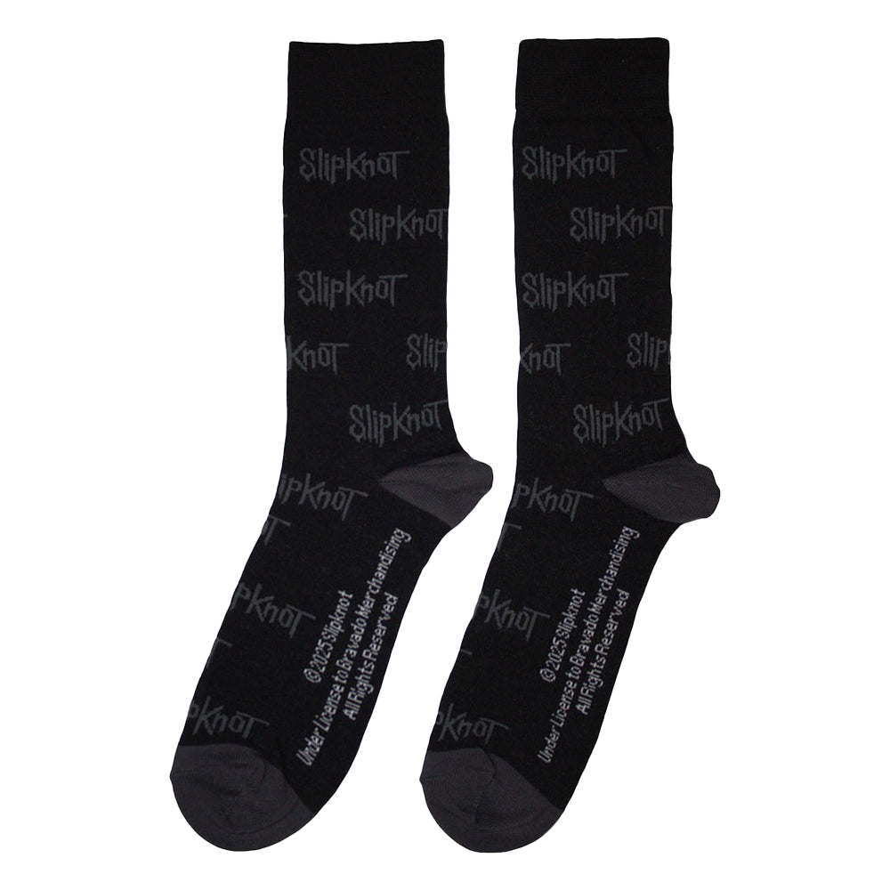 Black-Grey - Back - Slipknot Unisex Adult All-Over Print Logo Socks