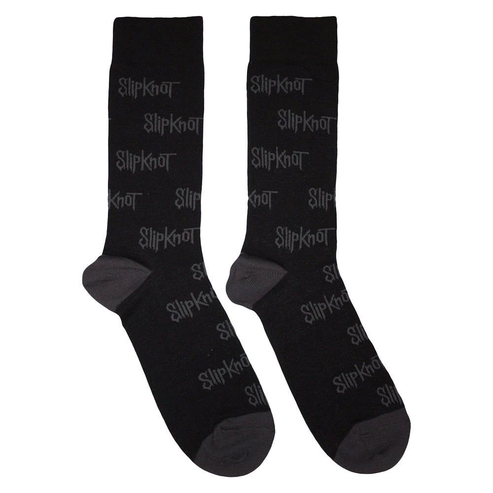 Black-Grey - Front - Slipknot Unisex Adult All-Over Print Logo Socks
