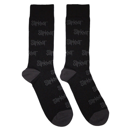 Black-Grey - Front - Slipknot Unisex Adult All-Over Print Logo Socks