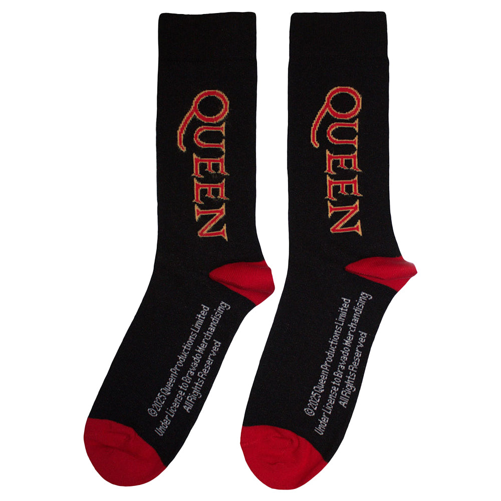 Black-Red - Back - Queen Unisex Adult Vertical Logo Socks