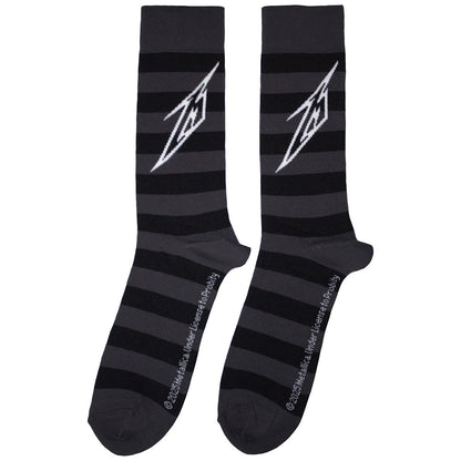 Charcoal Grey-White - Back - Metallica Unisex Adult Lightning Logo Socks