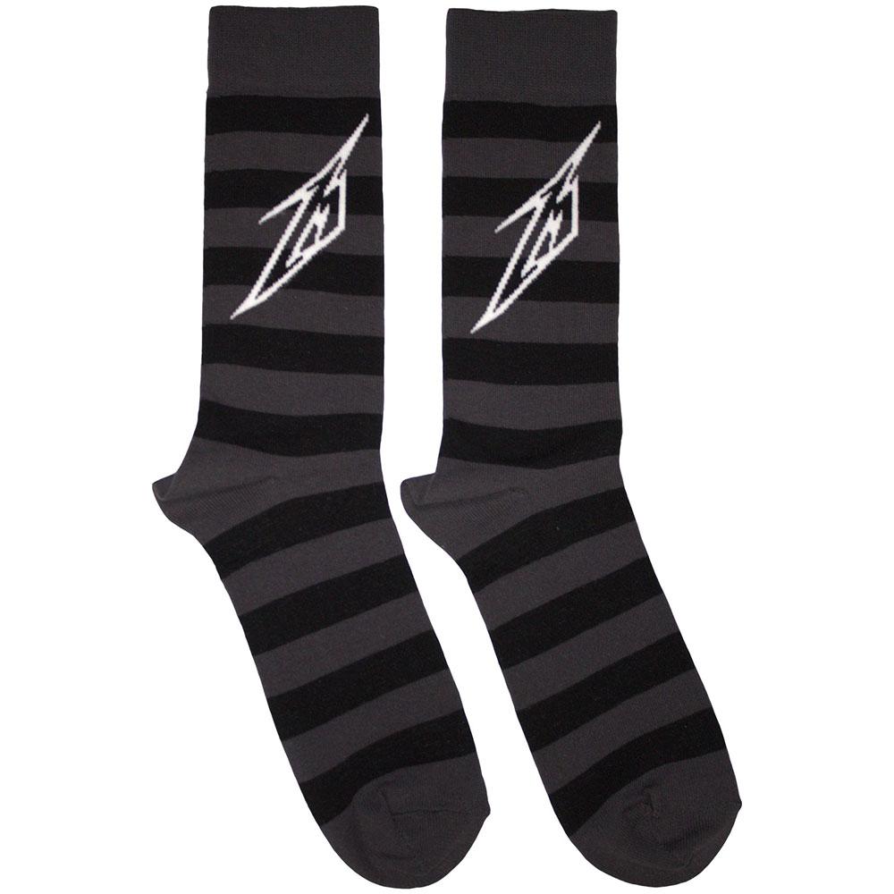 Charcoal Grey-White - Front - Metallica Unisex Adult Lightning Logo Socks