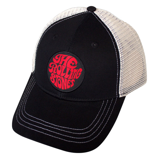 Black-Natural - Front - The Rolling Stones Unisex Adult Logo Mesh Back 70s Trucker Cap
