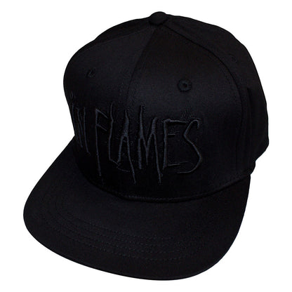Black - Front - In Flames Back Print Logo Snapback Cap