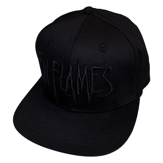 Black - Front - In Flames Back Print Logo Snapback Cap