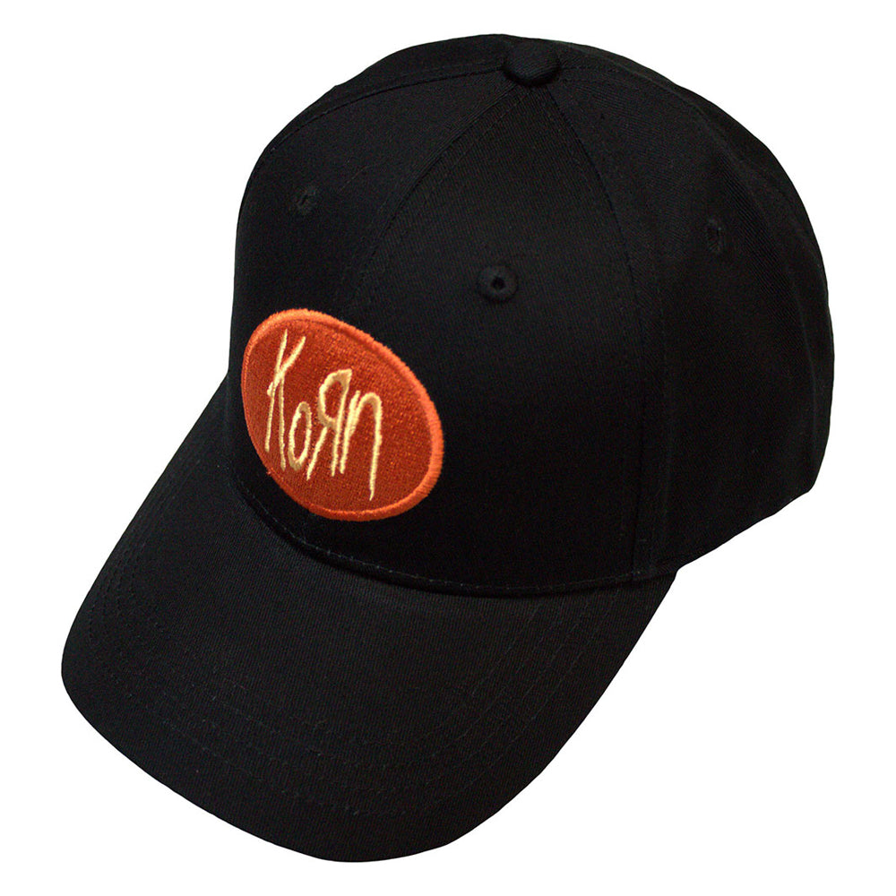 Black - Front - Korn Unisex Adult Oval Logo Embroidered Detail Baseball Cap