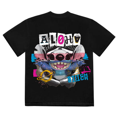 Black - Back - Lilo & Stitch Unisex Adult Aloha Collage Back Print T-Shirt