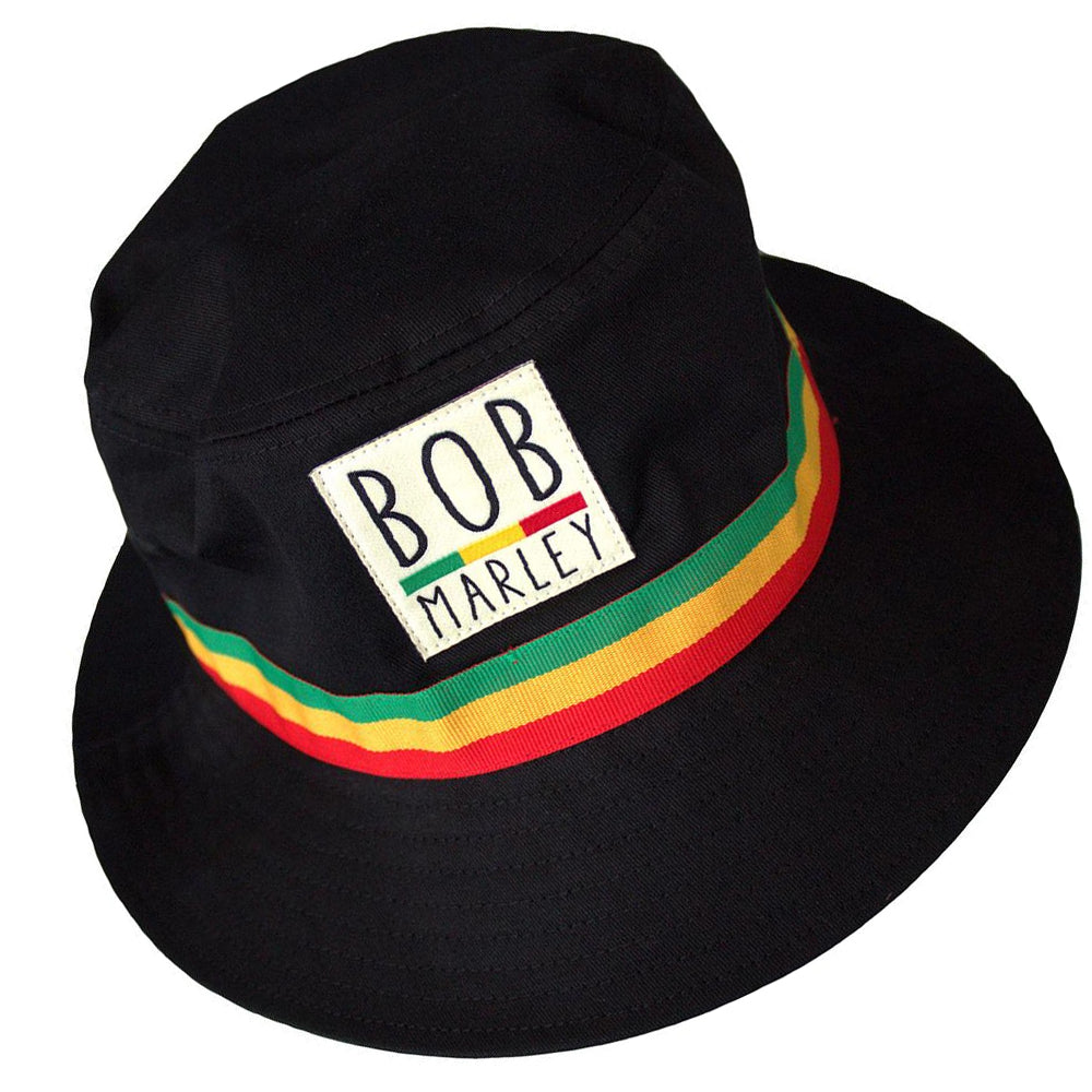 Black - Back - Bob Marley Unisex Adult Contrast Striped Bucket Hat