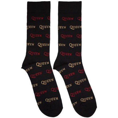 Black-Yellow-Red - Front - Queen Unisex Adult Repeat Logo Socks