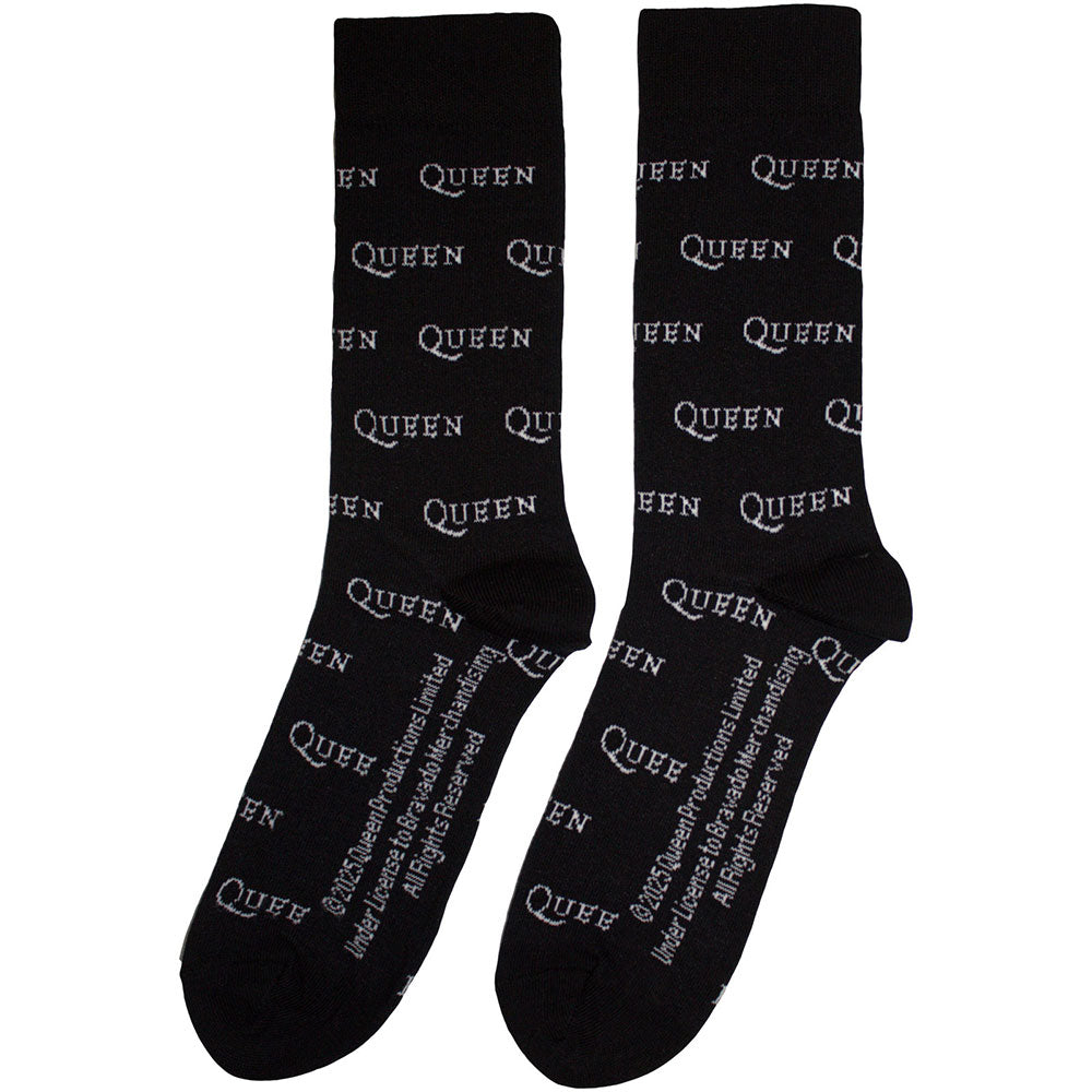 Black-White - Back - Queen Unisex Adult Repeat Logo Socks