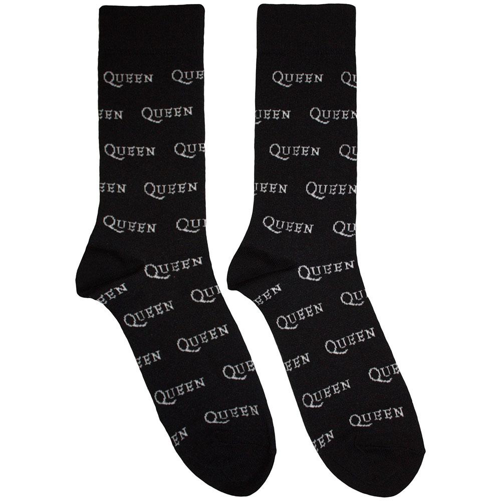 Black-White - Front - Queen Unisex Adult Repeat Logo Socks
