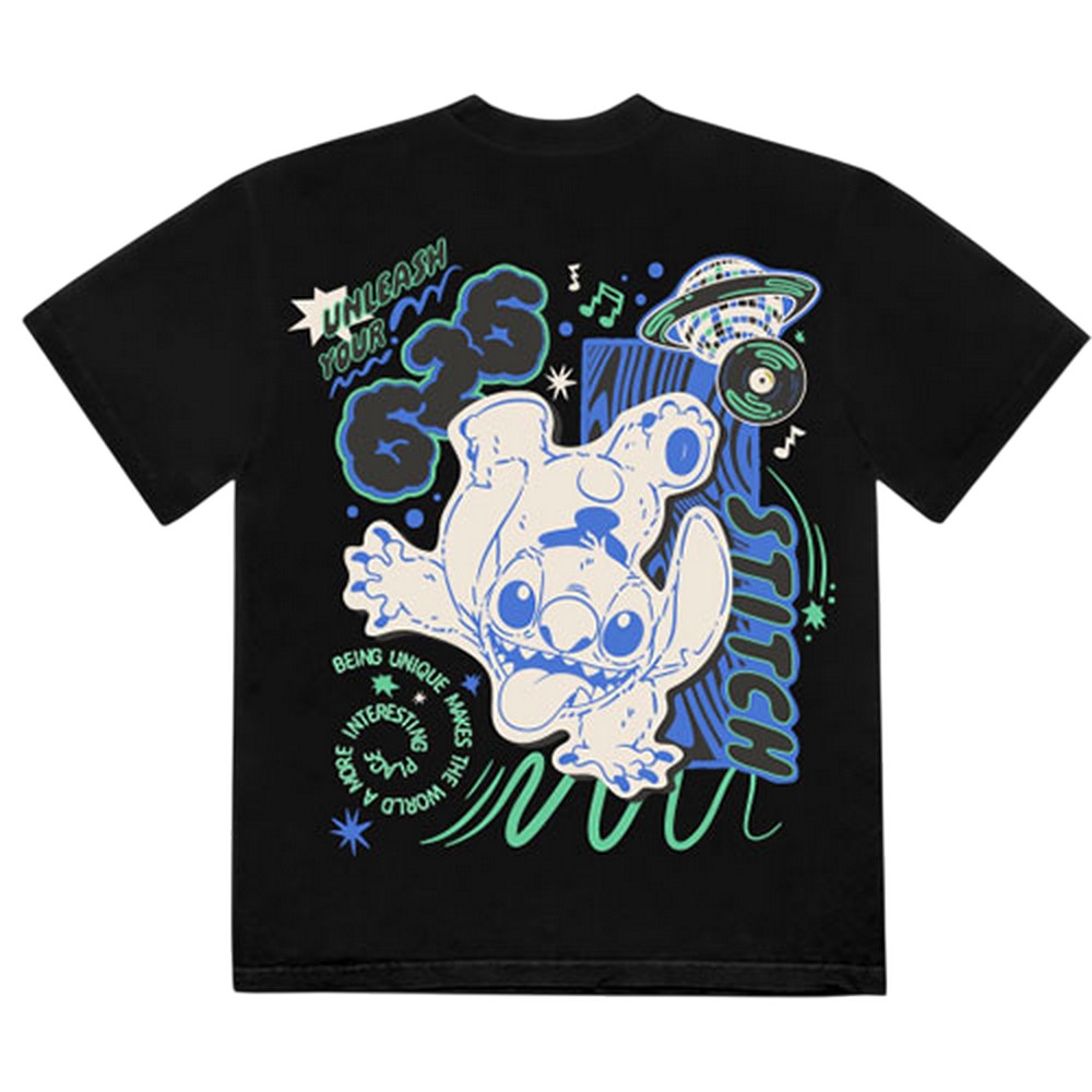 Black - Back - Lilo & Stitch Unisex Adult Handstand Back Print T-Shirt