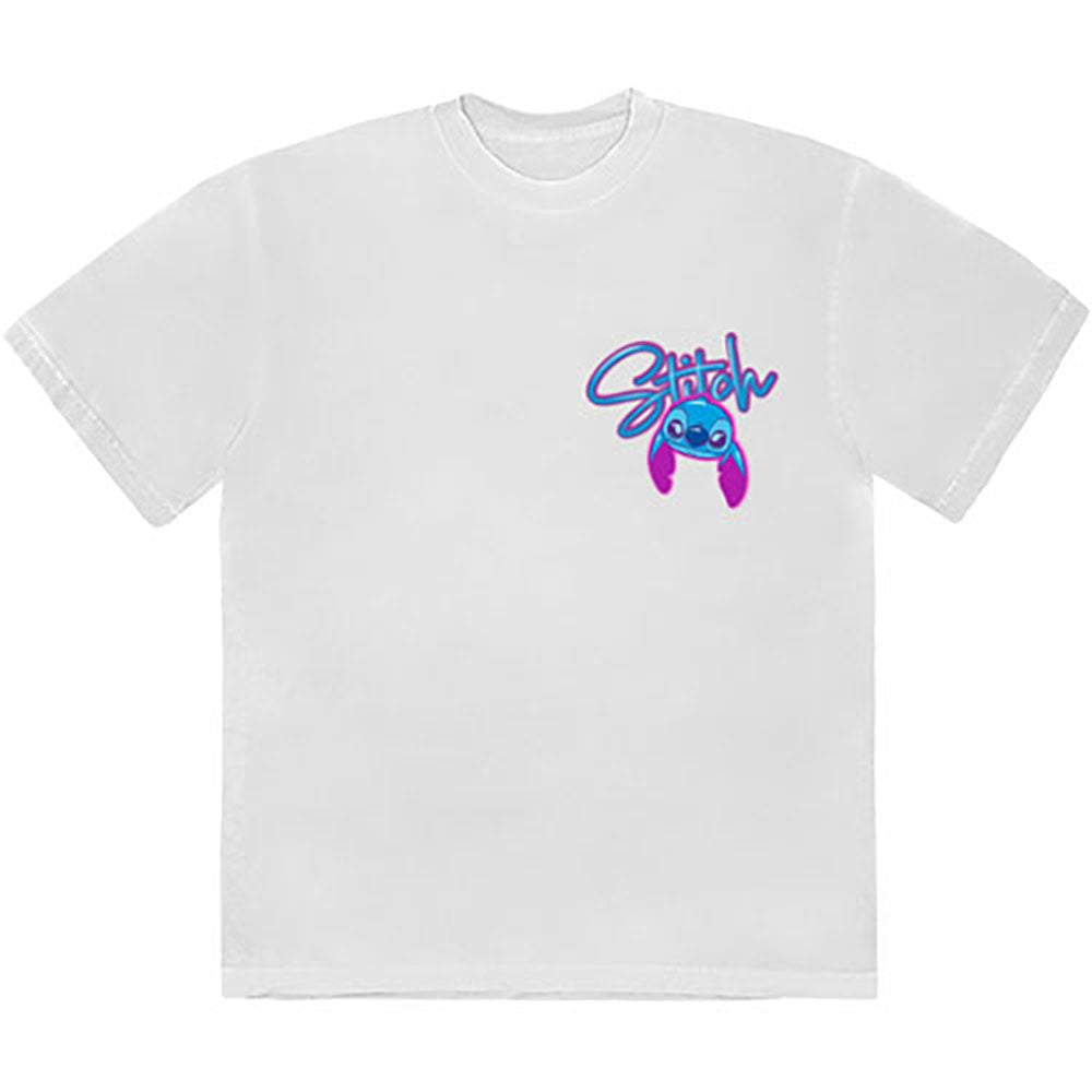 White - Front - Lilo & Stitch Unisex Adult Spray Paint Back Print T-Shirt
