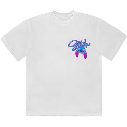 White - Front - Lilo & Stitch Unisex Adult Spray Paint Back Print T-Shirt