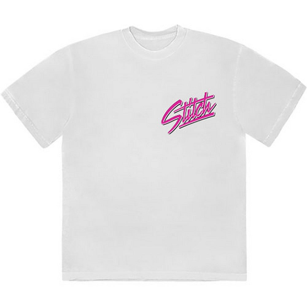 White - Front - Lilo & Stitch Unisex Adult Surf Back Print T-Shirt