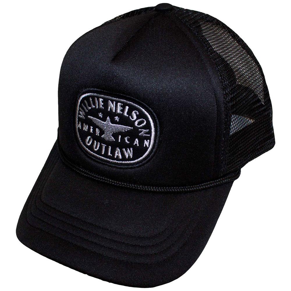 Black - Front - Willie Nelson Outlaw Back Mesh Trucker Cap