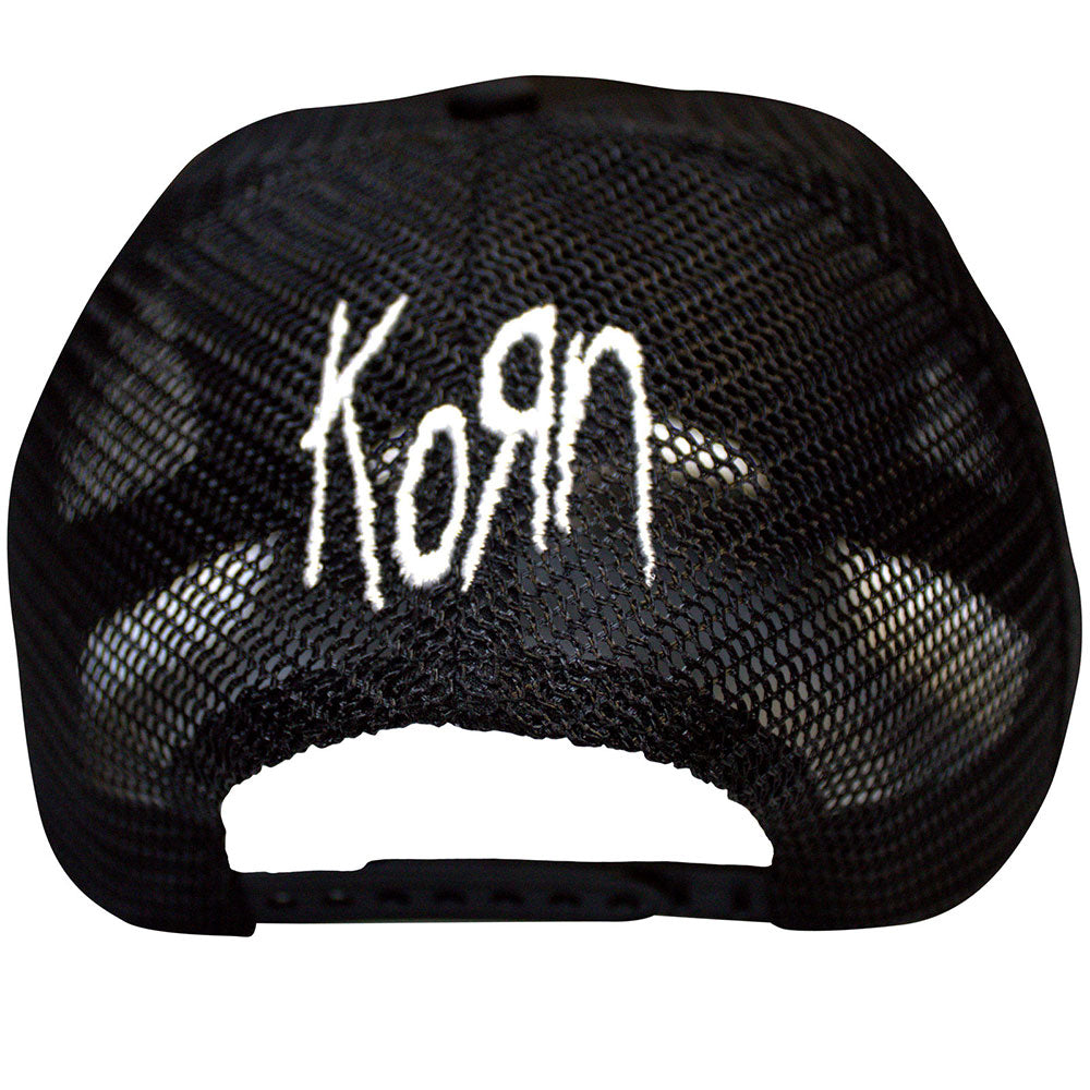 Black - Back - Korn Unisex Adult Sonic Silver Back Print Logo Trucker Cap