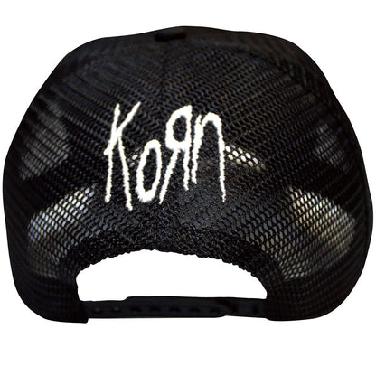 Black - Back - Korn Unisex Adult Sonic Silver Back Print Logo Trucker Cap