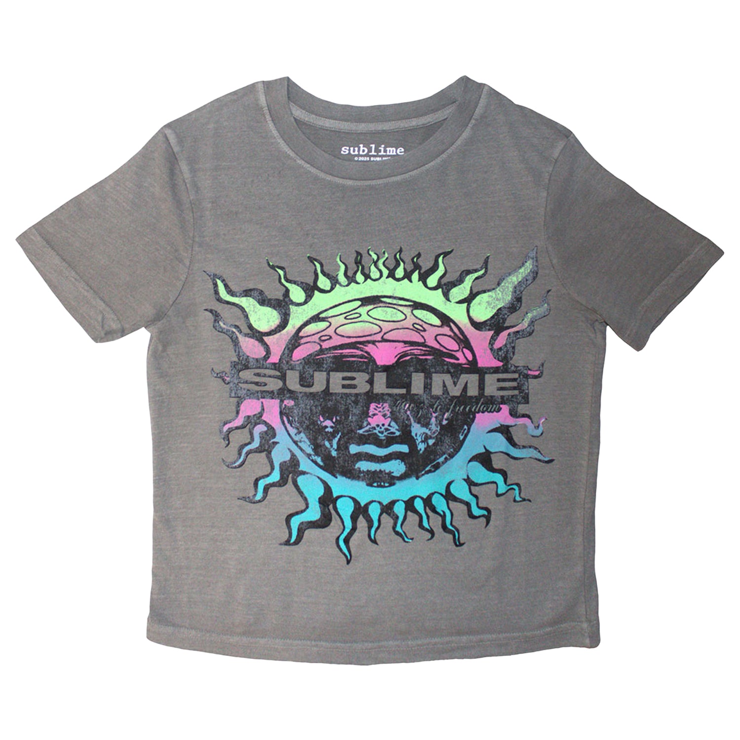 Grey - Front - Sublime Womens-Ladies Gradient Crop Top