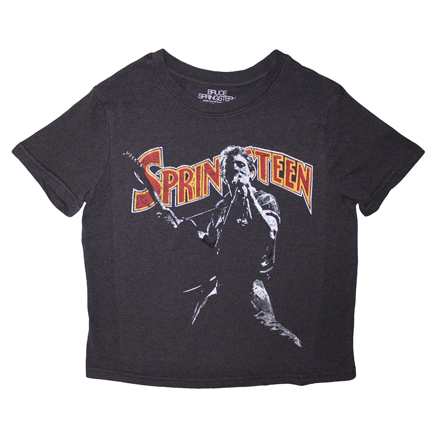 Black - Front - Bruce Springsteen Womens-Ladies Pose Crop Top