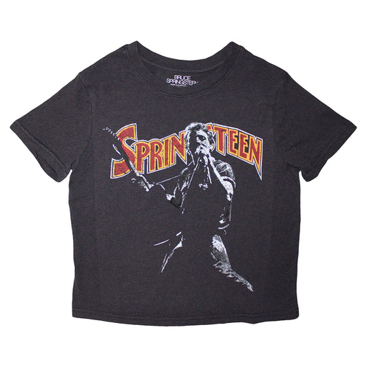 Black - Front - Bruce Springsteen Womens-Ladies Pose Crop Top