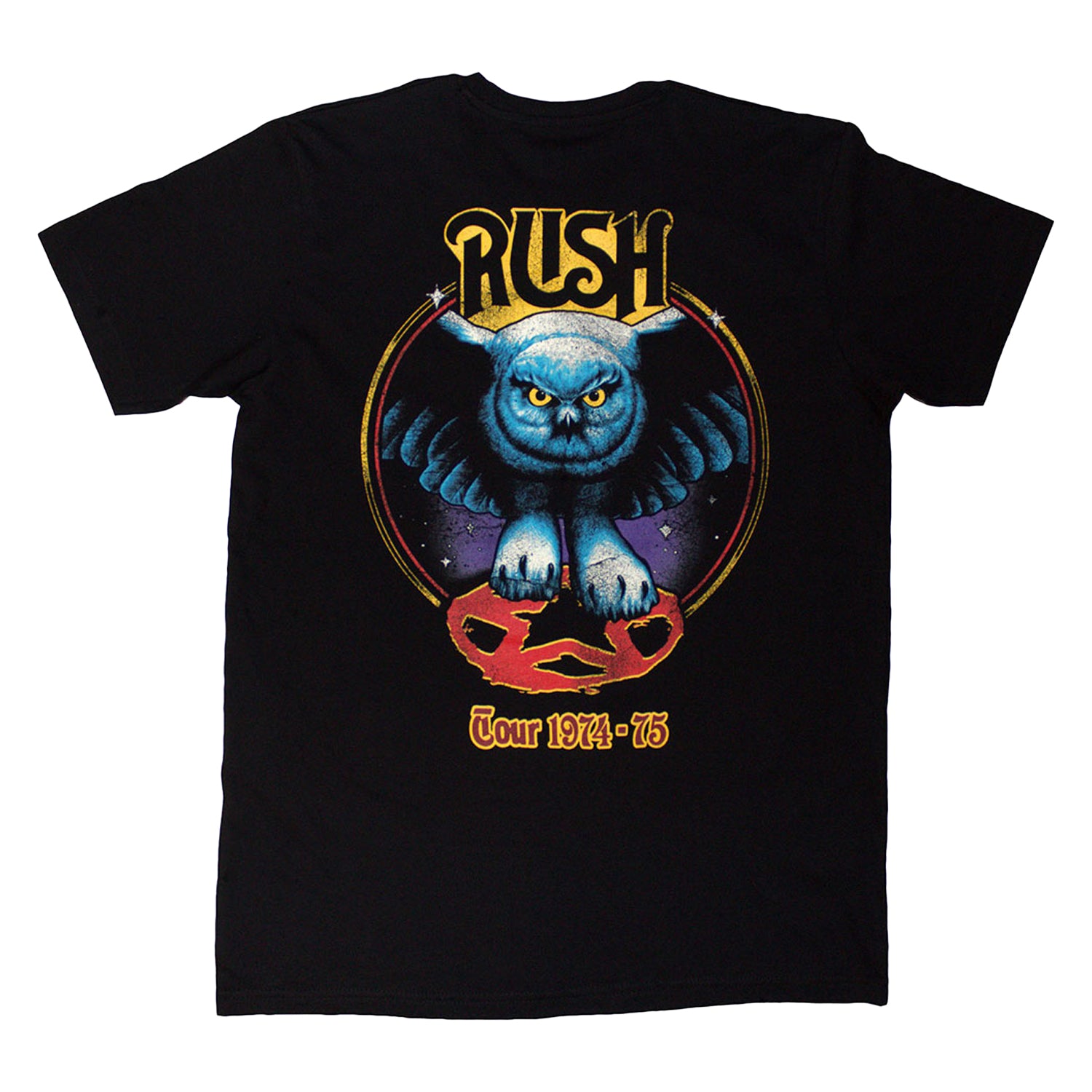 Black - Back - Rush Unisex Adult Tour 74-75 Back Print T-Shirt