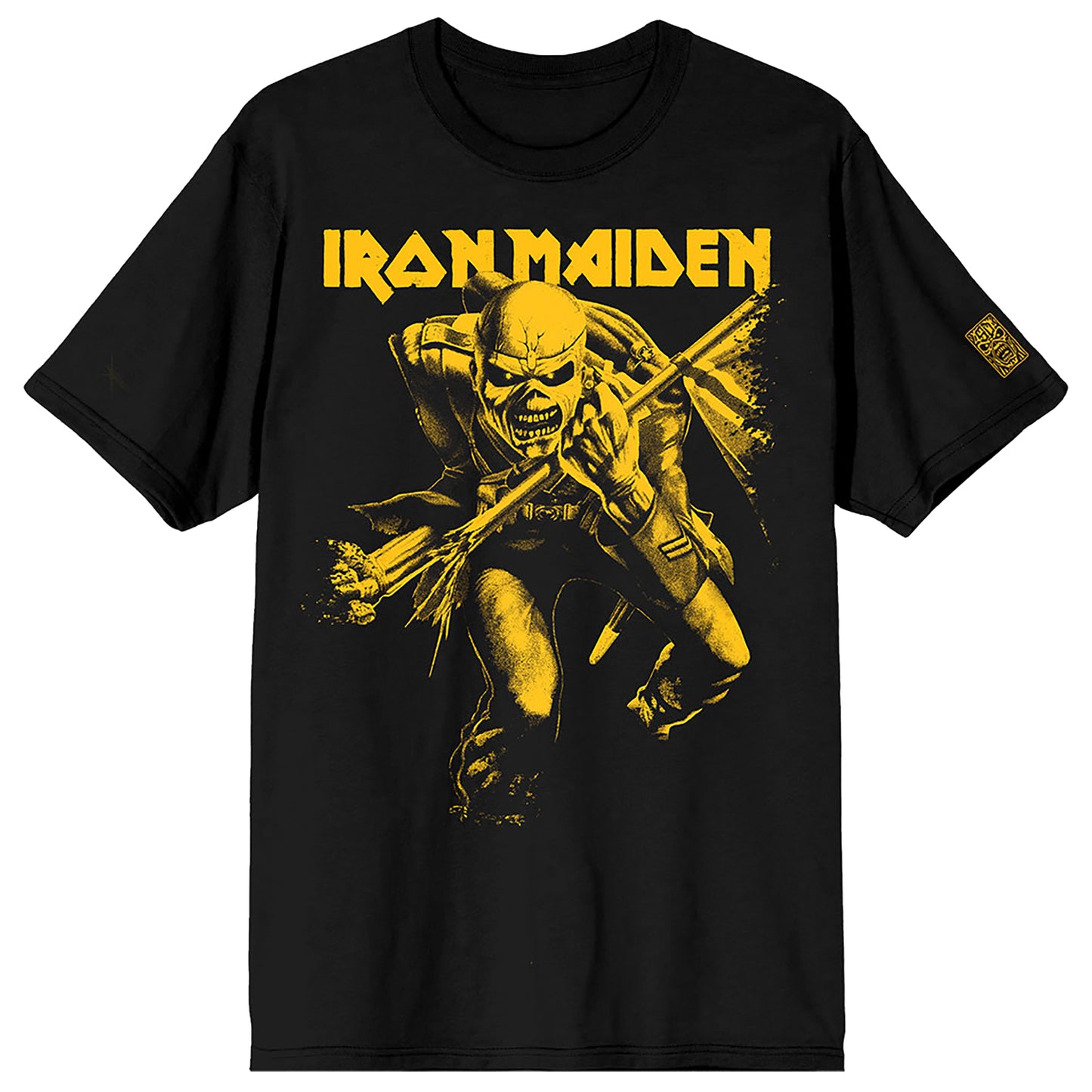Black-Yellow - Front - Iron Maiden Unisex Adult 50 Trooper Crop T-Shirt