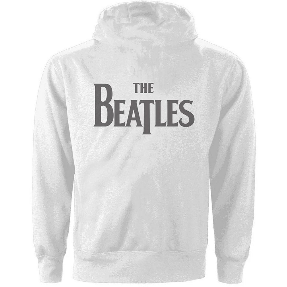 White - Back - The Beatles Womens-Ladies Drop T Logo Full Zip Hoodie