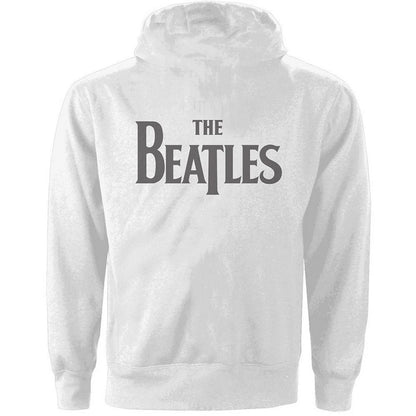 White - Back - The Beatles Womens-Ladies Drop T Logo Full Zip Hoodie