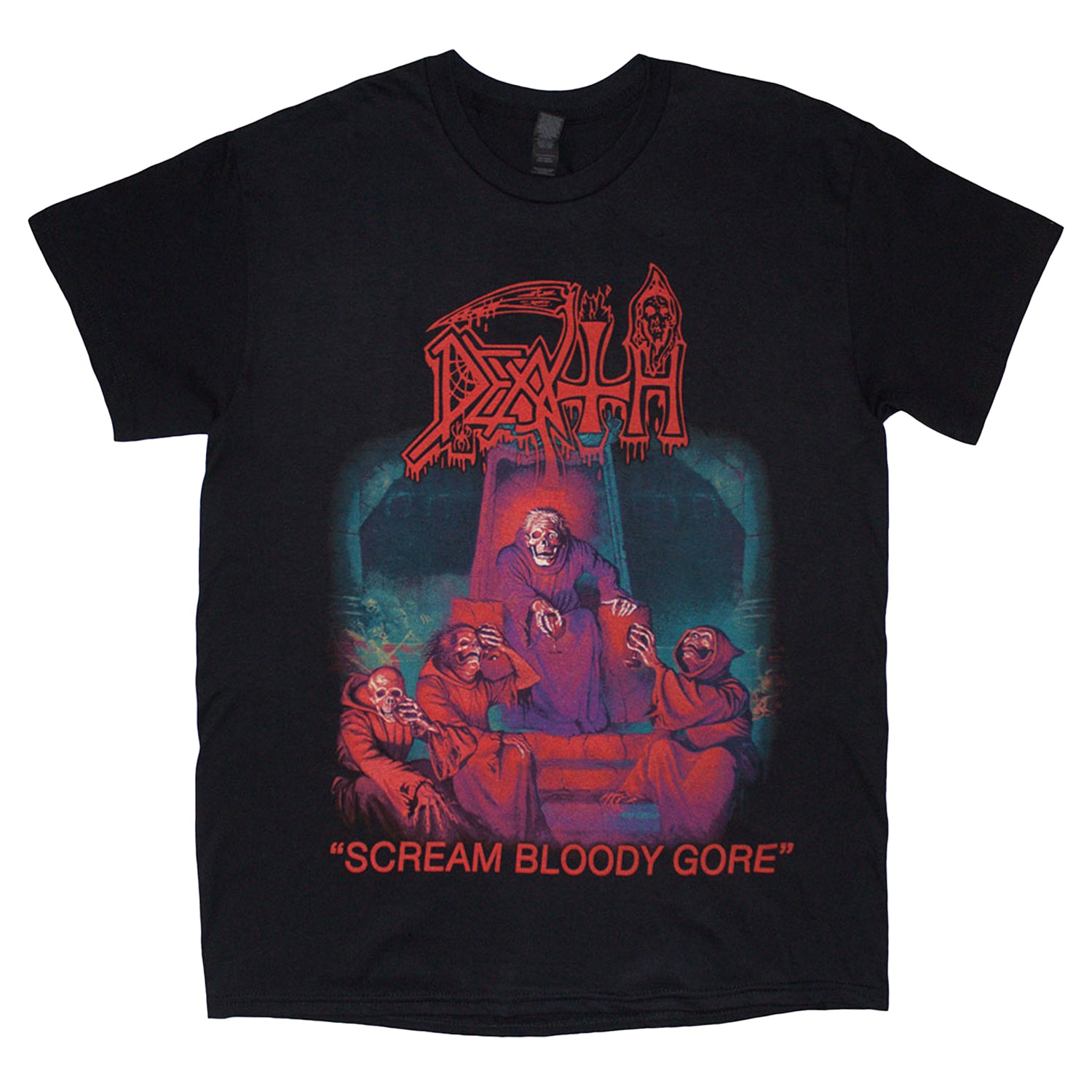 Black - Front - Death Unisex Adult Scream Bloody Gore T-Shirt