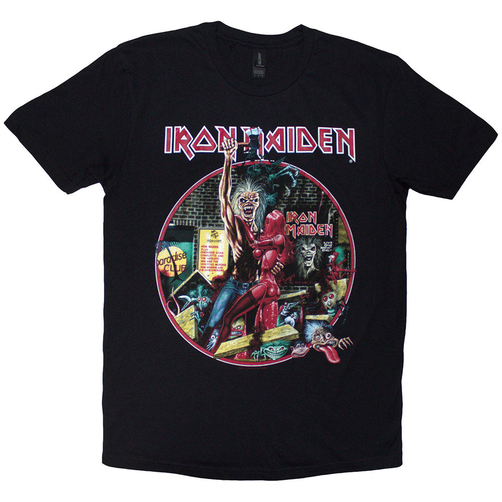 Black - Front - Iron Maiden Unisex Adult Paradise Club Circle T-Shirt