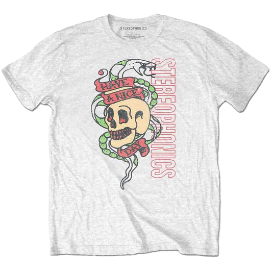 White - Front - Stereophonics Unisex Adult Have A Nice Day Snake T-Shirt