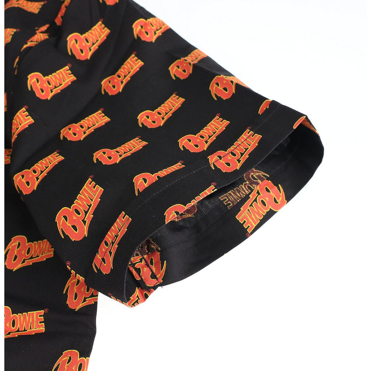 Black - Pack Shot - David Bowie Unisex Adult All Over Logo Shirt