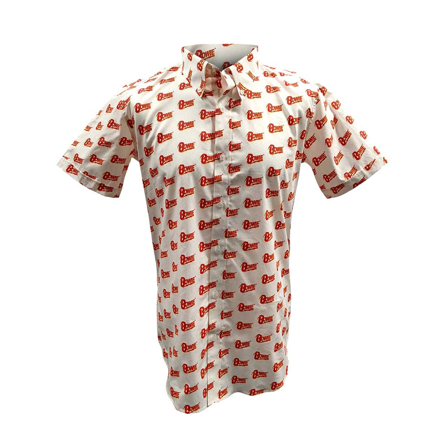 White - Front - David Bowie Unisex Adult All Over Logo Shirt