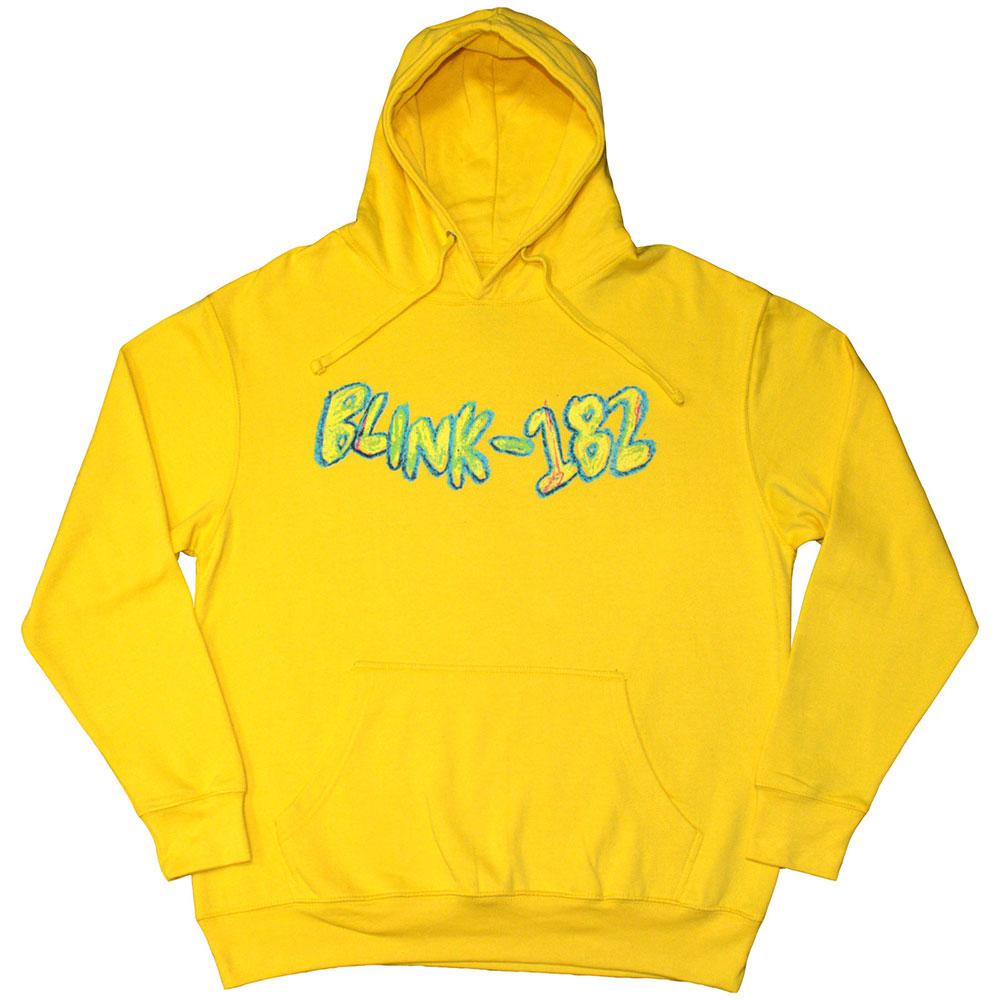 Yellow - Front - Blink 182 Unisex Adult Crayon Logo Hoodie