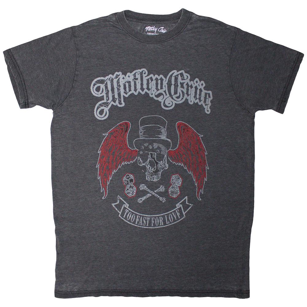 Black - Front - Motley Crue Unisex Adult Too Fast For Love Skull & Wings Washed T-Shirt