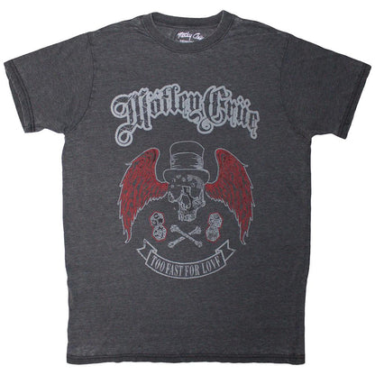 Black - Front - Motley Crue Unisex Adult Too Fast For Love Skull & Wings Washed T-Shirt