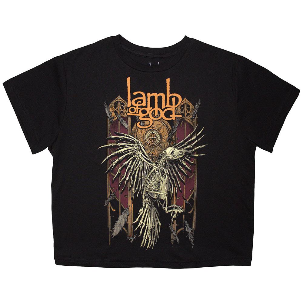 Black - Front - Lamb Of God Womens-Ladies Crow Crop Top
