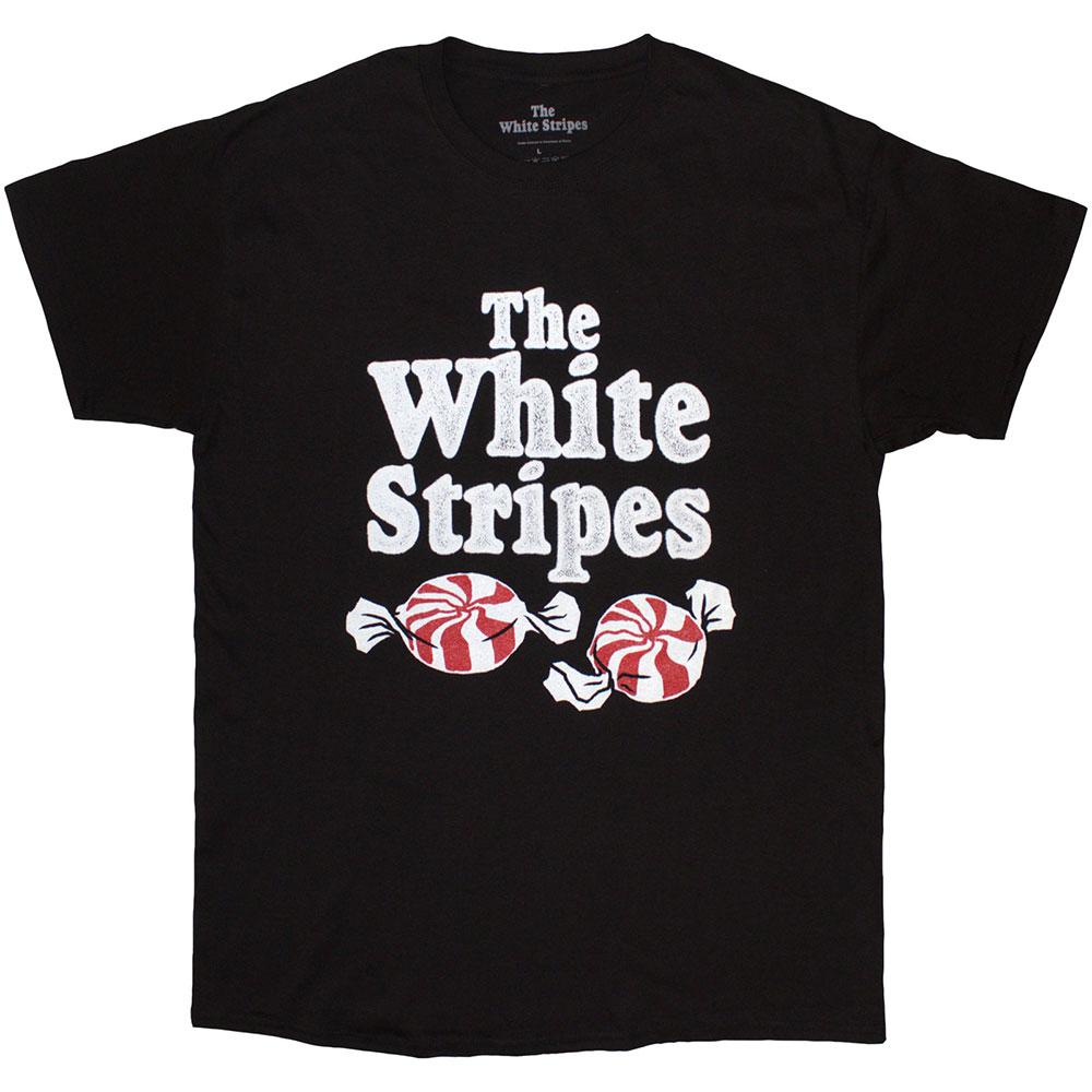 Black - Front - The White Stripes Unisex Adult Peppermint T-Shirt