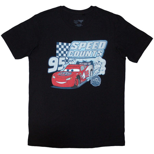 Black - Front - Cars Unisex Adult Speed Counts T-Shirt