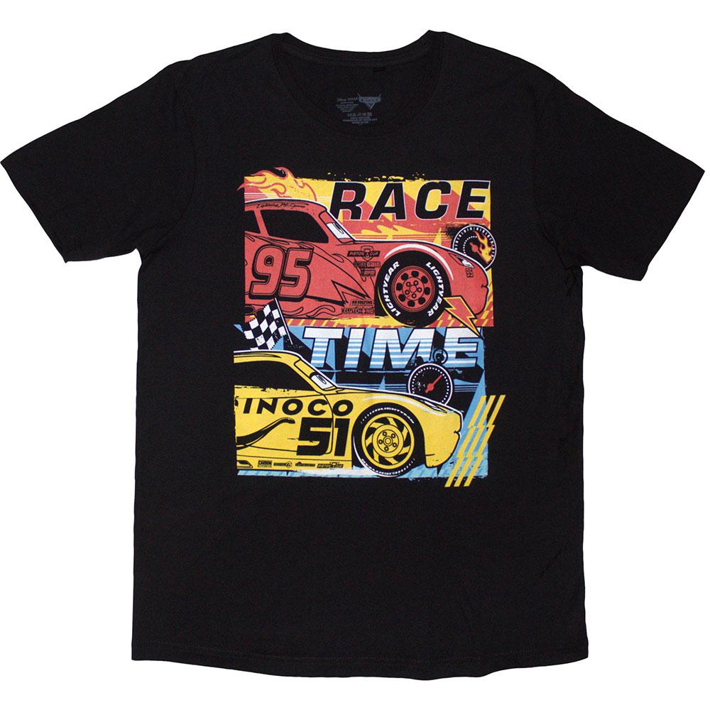 Black - Front - Cars Unisex Adult Race Time T-Shirt
