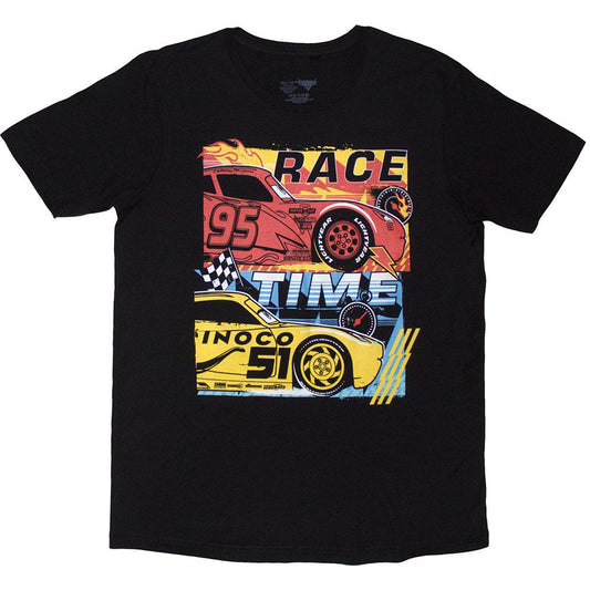 Black - Front - Cars Unisex Adult Race Time T-Shirt
