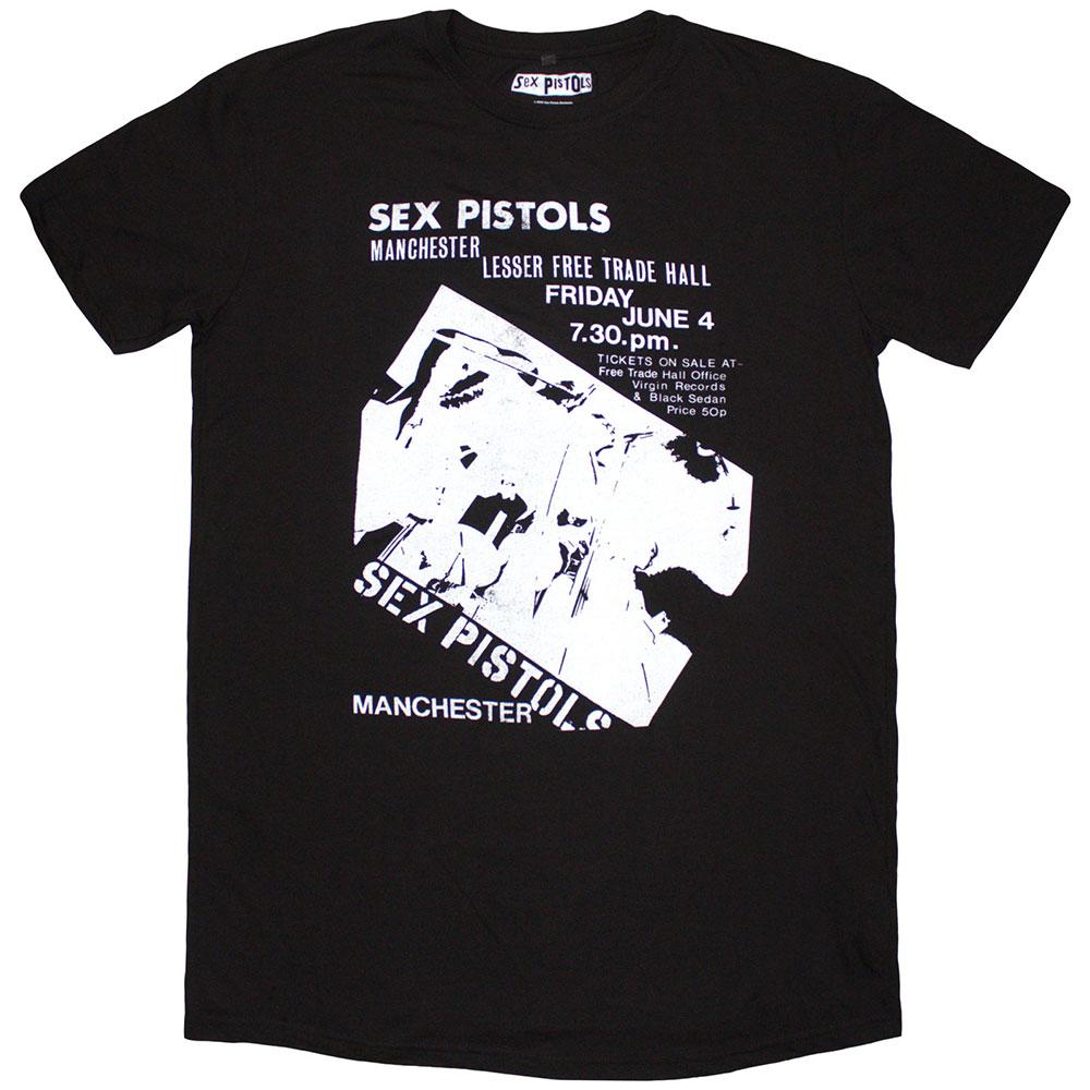 Black - Front - Sex Pistols Womens-Ladies Manchester Flyer T-Shirt Dress