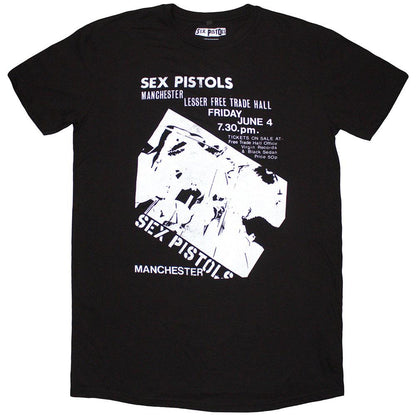 Black - Front - Sex Pistols Womens-Ladies Manchester Flyer T-Shirt Dress